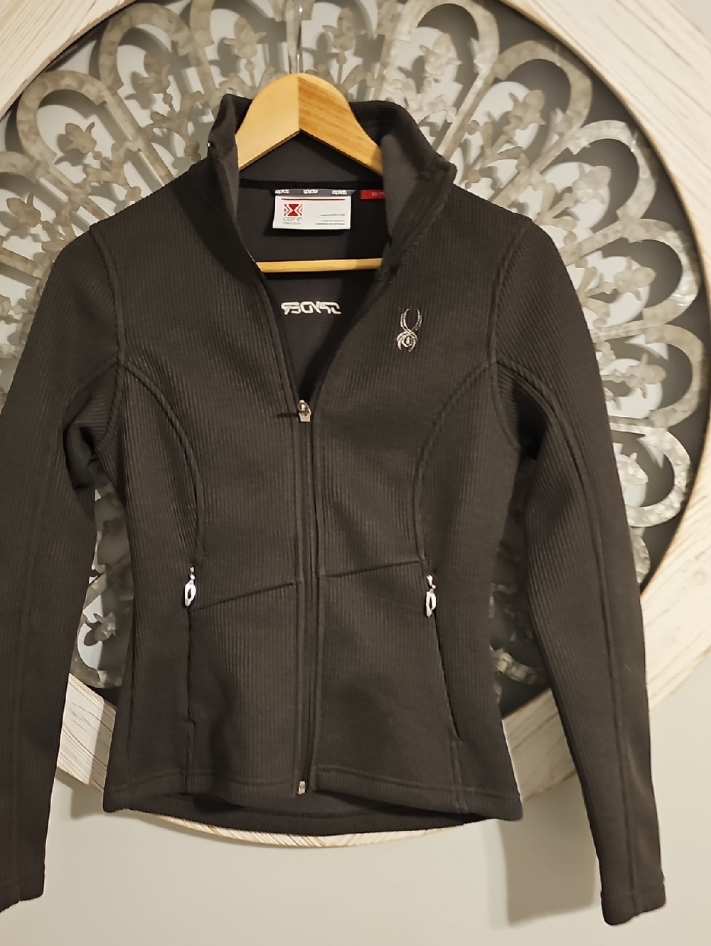Spyder Black Ribbed Full-Zip Women's Bomber Jacket
